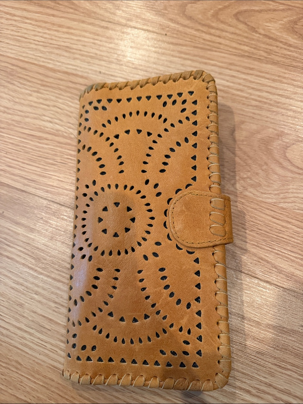Cleobella Leather-Style Cutout Wallet  - Tan